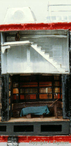 The wheelhouse above, the library below