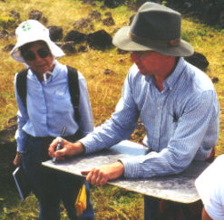 Chris marks a site on the survey photo