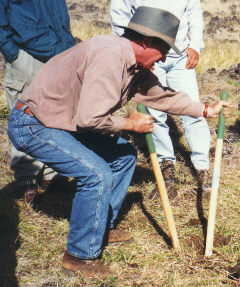 Coring stage 1: Using a posthole digger