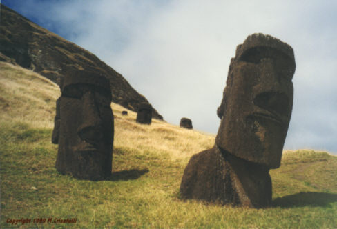 The outer slope of Rano Raraku