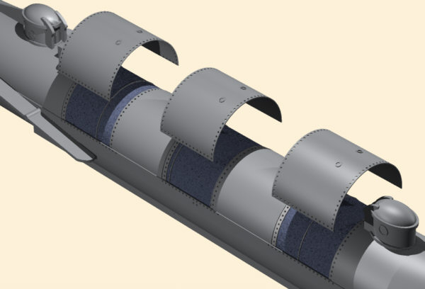 The reconstruction showing the plates removed for excavation