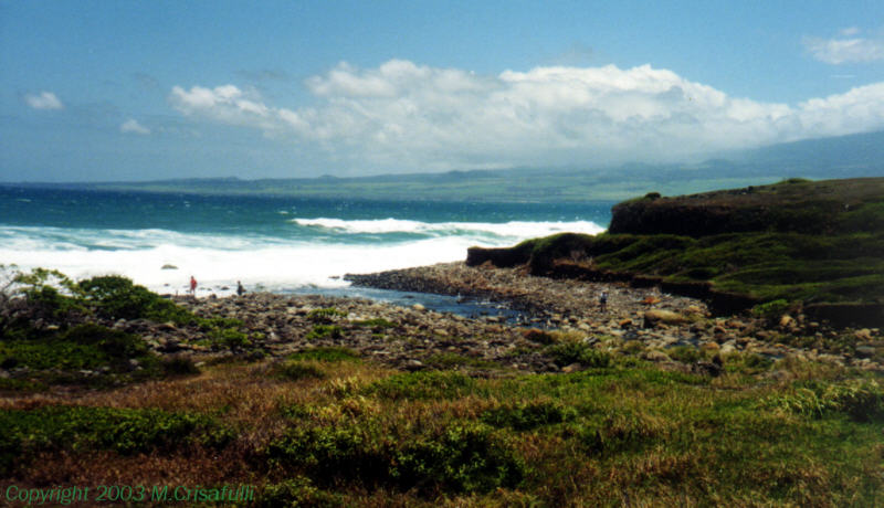 the mouth of the Waihee, looking across Kahului Bay toward the eastern Maui.